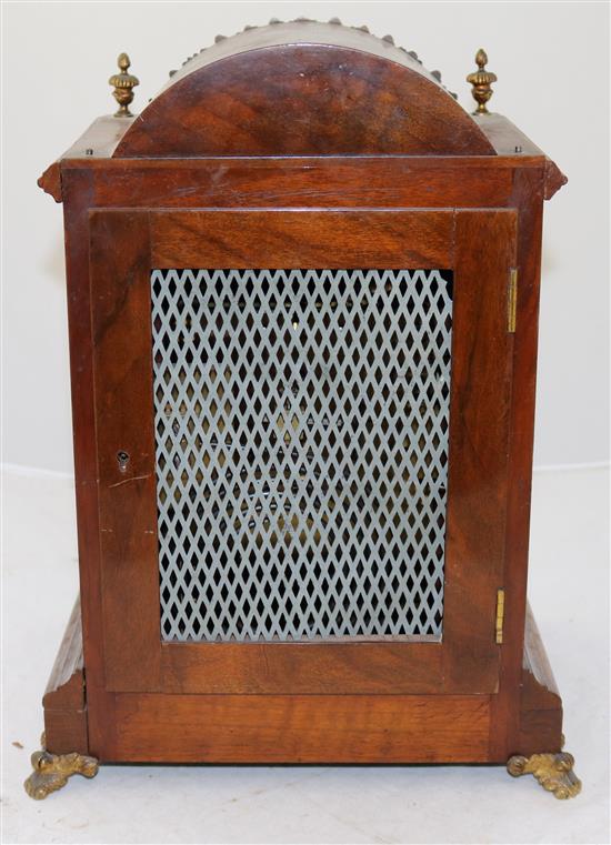 A late Victorian ormolu mounted walnut bracket clock, 13in.